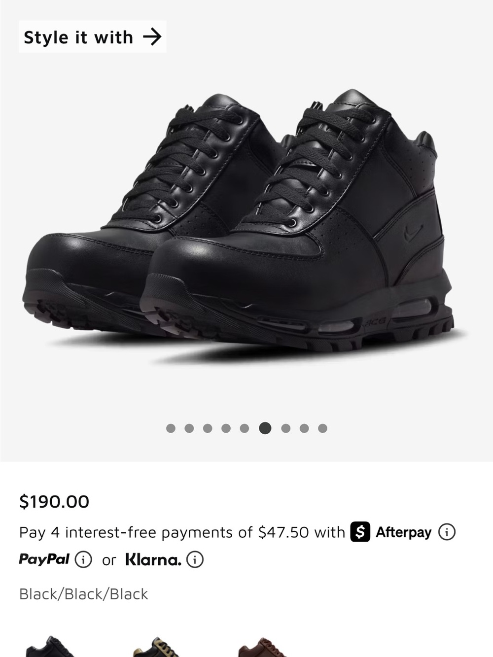 Nike Black Leather High-Top Boots Sz 14 brand new just tried on - Picture 7 of 7